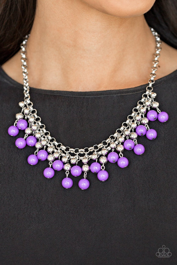 Friday Night Fringe- Purple and Silver Necklace- Paparazzi Accessories - Glitzygals5dollarbling Paparazzi Boutique 