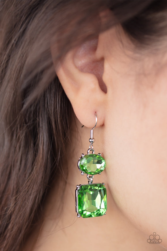 Paparazzi All ICE on Me Green Earrings - Glitzygals5dollarbling Paparazzi Boutique 