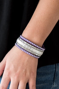 Paparazzi Rock Star Rocker - Purple - White Rhinestones - Wrap / Snap Bracelet - Glitzygals5dollarbling Paparazzi Boutique 