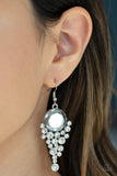 Paparazzi Elegantly Effervescent - Silver Gem - White Rhinestones - Earrings - Glitzygals5dollarbling Paparazzi Boutique 