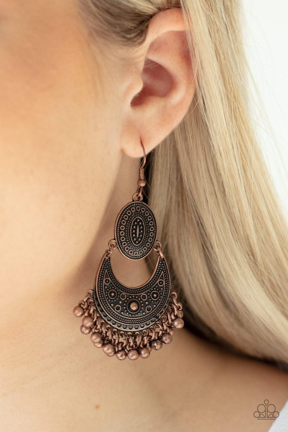 Paparazzi Western Trails Copper Earrings - Glitzygals5dollarbling Paparazzi Boutique 