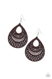 Paparazzi Shoulda Coulda WOODa - Brown Wooden Earrings - Glitzygals5dollarbling Paparazzi Boutique 