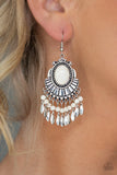 Paparazzi Eco Trip - White Stones - Silver Plates - Ornate Silver Earrings - Glitzygals5dollarbling Paparazzi Boutique 