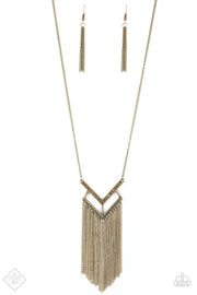 Alpha Glam Brass Necklace Fashion Fix Exclusive - Glitzygals5dollarbling Paparazzi Boutique 