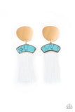 Paparazzi Accessories - Insta Inca - Blue earrings White Fringe Tassel - Glitzygals5dollarbling Paparazzi Boutique 