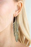 Paparazzi Give Me A ROOST - Brass - Glittery Rhinestones - Feather - Earrings - Glitzygals5dollarbling Paparazzi Boutique 