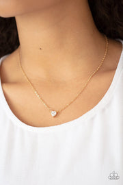 Paparazzi Heartbeat Bling - Gold - Heart Cubic Zirconia - Necklace and matching Earrings - Glitzygals5dollarbling Paparazzi Boutique 