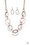 Bend OVAL Backwards Copper ~ Paparazzi Necklace - Glitzygals5dollarbling Paparazzi Boutique 