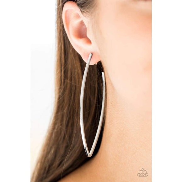 Paparazzi Nothing But Trouble Silver Hoop Earrings - Glitzygals5dollarbling Paparazzi Boutique 