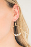 Paparazzi Self-Made Millionaire - Gold - White Rhinestones - Hoop Earrings - Glitzygals5dollarbling Paparazzi Boutique 