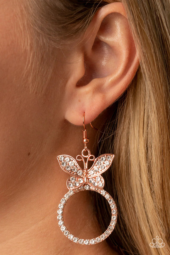 Paradise Found Copper ~ Paparazzi Earring - Glitzygals5dollarbling Paparazzi Boutique 