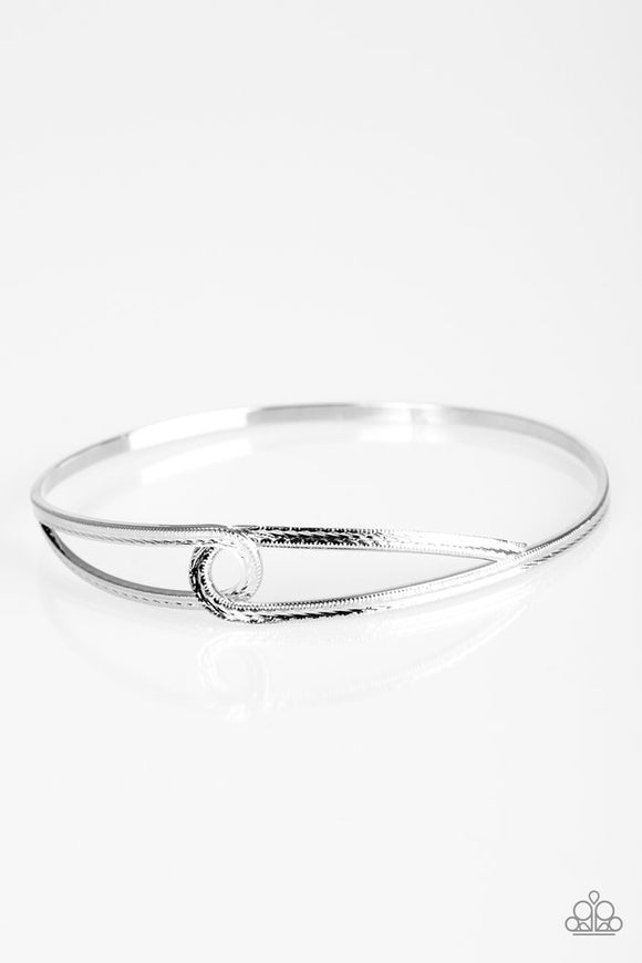 Paparazzi Elegant Expressionist Silver Bangle Bracelet - Glitzygals5dollarbling Paparazzi Boutique 