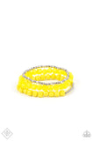 Paparazzi Vacay Vagabond - Yellow Bracelet - Trend Blend Fashion Fix Exclusive - July 2021 - Glitzygals5dollarbling Paparazzi Boutique 