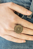 Paparazzi One in a MEDALLION - Brass - Antiqued Frame - Ring - Glitzygals5dollarbling Paparazzi Boutique 