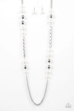 Paparazzi Uptown Talker - White - Necklace & Earrings - Glitzygals5dollarbling Paparazzi Boutique 