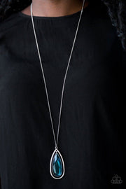 The Royal Coronation Light Navy Blue Teardrop Necklace Set - Glitzygals5dollarbling Paparazzi Boutique 