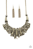 Paparazzi In The MANE-stream - Brass - Antiqued Shimmer - Hammered Necklace & Earrings - Glitzygals5dollarbling Paparazzi Boutique 