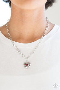 Paparazzi No Love Lost - Red Rhinestones - Silver Locket Heart - Necklace & Earrings - Glitzygals5dollarbling Paparazzi Boutique 