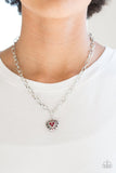 Paparazzi No Love Lost - Red Rhinestones - Silver Locket Heart - Necklace & Earrings - Glitzygals5dollarbling Paparazzi Boutique 