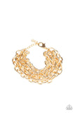 Paparazzi Fast Ball - Gold - 4 Strands of Bold Silver Chains - Adjustable Bracelet - Glitzygals5dollarbling Paparazzi Boutique 