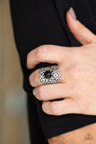 Paparazzi Flower Shower - Black - Silver Flowers - Ring - Glitzygals5dollarbling Paparazzi Boutique 