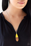 Paparazzi Going Overboard - Yellow - Wooden Pendant - Silver Chain Necklace & Earrings - Glitzygals5dollarbling Paparazzi Boutique 