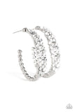 Paparazzi A GLITZY Conscience - White - Rhinestones - Silver Hoop Earrings - Glitzygals5dollarbling Paparazzi Boutique 