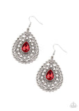 Paparazzi Earring ~ Eat, Drink, and BEAM Merry - Red - Glitzygals5dollarbling Paparazzi Boutique 