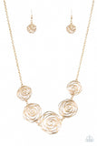 Paparazzi Rosy Rosette - Gold Necklace - Glitzygals5dollarbling Paparazzi Boutique 