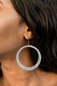 Paparazzi So Demanding - Black - Gunmetal Hoop - White Rhinestones - Earrings - Fashion Fix Exclusive - November 2019 - Glitzygals5dollarbling Paparazzi Boutique 