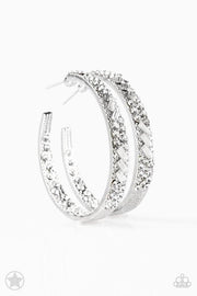 Paparazzi “Glitzy By Association” White Hoop Earrings - Glitzygals5dollarbling Paparazzi Boutique 