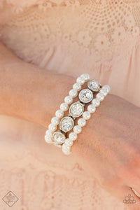 Paparazzi Flawlessly Flattering - White Fashion Fix Exclusive Bracelet - Glitzygals5dollarbling Paparazzi Boutique 