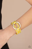 Paparazzi Studded Statement-Maker - Yellow Urban Bracelet - Glitzygals5dollarbling Paparazzi Boutique 