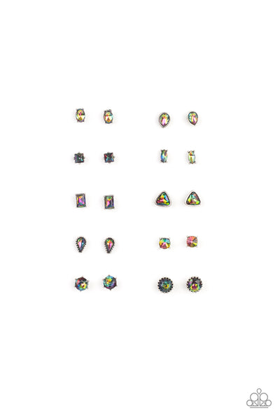 Oil Spill and Gunmetal post earrings Pack of Ten - Glitzygals5dollarbling Paparazzi Boutique 