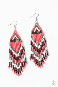 Paparazzi Colors of the Wind Orange Coral Fringe Seed Bead Earrings - Glitzygals5dollarbling Paparazzi Boutique 