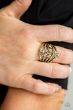 Paparazzi Meet In The Middle - Brass Topaz Ring - Glitzygals5dollarbling Paparazzi Boutique 