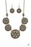 Paparazzi Written In The STAR LILIES - Brass - Sand Dollar - Necklace and matching Earrings - Glitzygals5dollarbling Paparazzi Boutique 