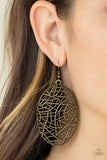 Paparazzi Way Out Of Line Brass Earrings - Glitzygals5dollarbling Paparazzi Boutique 