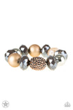Paparazzi All Cozied Up - Brown / Copper / Silver Beads - Blockbuster Exclusive Bracelet - Glitzygals5dollarbling Paparazzi Boutique 