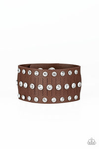 Paparazzi Now Taking The Stage - Brown Leather Band - White Rhinestones - Bracelet - Glitzygals5dollarbling Paparazzi Boutique 