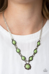 Paparazzi Desert Dreamin - Green - Embossed Filigree - Double Chain Necklace & Earrings - Glitzygals5dollarbling Paparazzi Boutique 