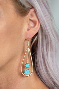 Paparazzi Natural Nova - Gold - Turquoise Stones - Faux Marble Finish - Teardrop Earrings - Glitzygals5dollarbling Paparazzi Boutique 