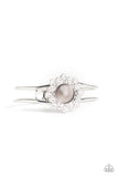Paparazzi Palace Dream - Silver - Cat's Eye Stone - White Rhinestones - Hinged Bracelet - Glitzygals5dollarbling Paparazzi Boutique 