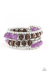 Paparazzi Soul Searchin - Purple - Stones, Wooden Beads - Coiled Wire Infinity Wrap - Bracelet - Glitzygals5dollarbling Paparazzi Boutique 