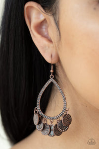 Paparazzi All In Good CHIME - Copper - Hammered Discs - Teardrop Earrings - Glitzygals5dollarbling Paparazzi Boutique 