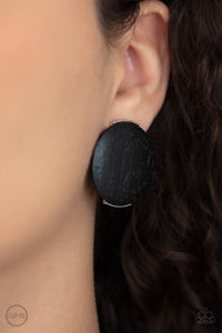 Woodwork It Black ~ Paparazzi Earring - Glitzygals5dollarbling Paparazzi Boutique 