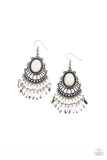 Paparazzi Eco Trip - White Stones - Silver Plates - Ornate Silver Earrings - Glitzygals5dollarbling Paparazzi Boutique 