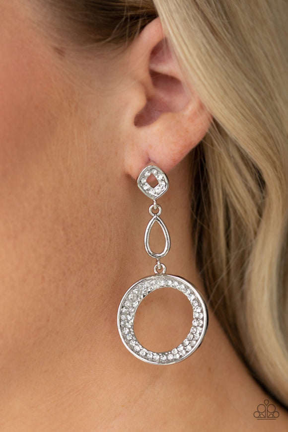 Paparazzi On The Glamour Scene - White Earrings - Glitzygals5dollarbling Paparazzi Boutique 