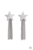 Superstar Solo White ~ Paparazzi Earrings - Glitzygals5dollarbling Paparazzi Boutique 