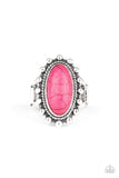 Paparazzi Mineral Movement - Pink Stone - Studded Silver Ring - Glitzygals5dollarbling Paparazzi Boutique 